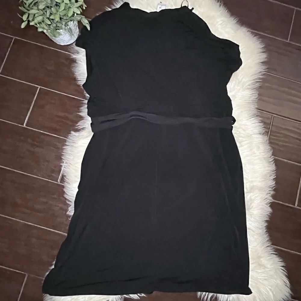 Worthington black faux wrap fitted high belted dress sz 3X - Picture 5 of 9